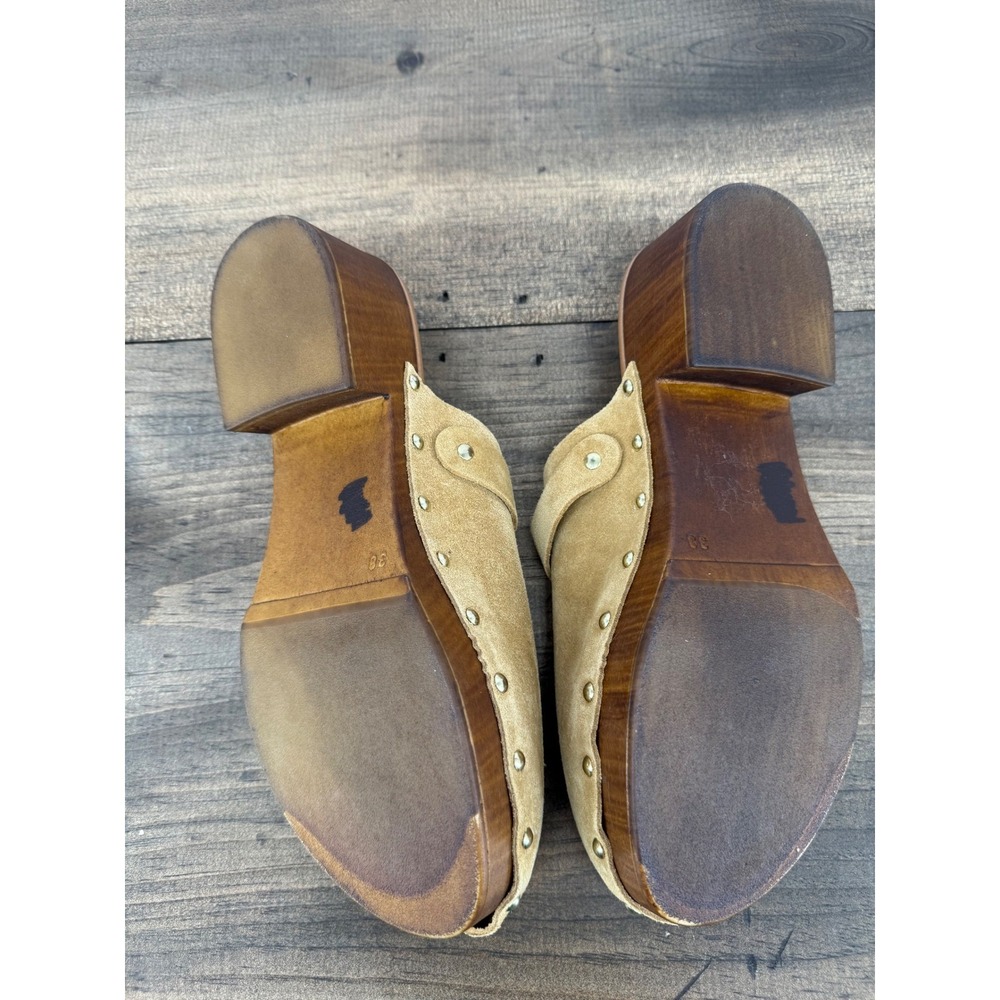 Anellini Suede Clogs Studded Wood Heel Mule Boho Retro Cottagecore EU 38/ US 7.5 - Picture 6 of 12